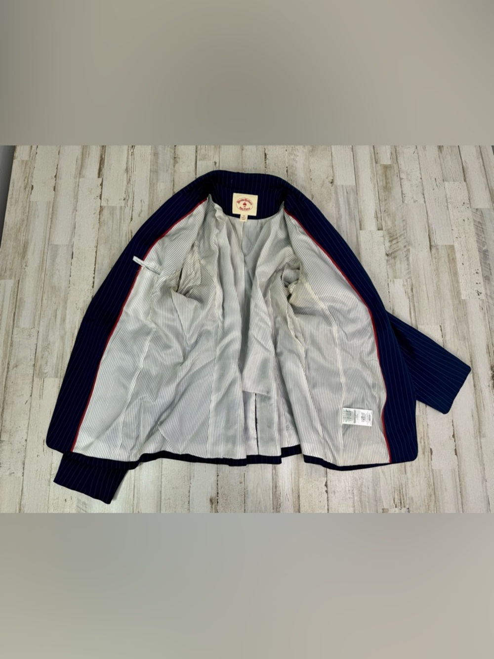Brooks Brothers Red Fleece Women Blazer Jacket Blue Pinstripe Size 12 - Picture 10 of 12